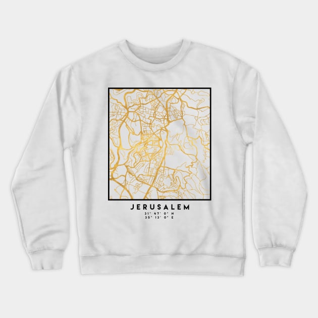 JERUSALEM ISRAEL PALESTINE CITY STREET MAP ART Crewneck Sweatshirt by deificusArt